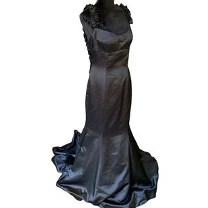 NWT Sadie Robertson Original Rosette Sherri Hill Black Trumpet Prom Gown Dress